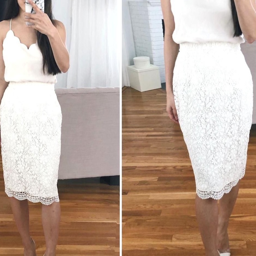 Uniqlo lace skirt (WHITE, S)